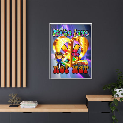 love peace - framed canvas art (grey-pink wave)
