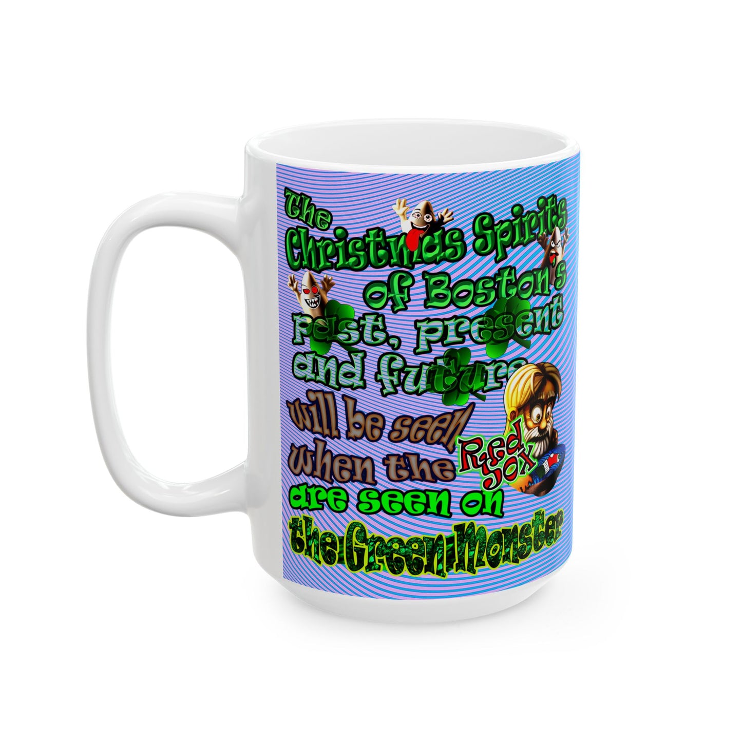 christmas spirits of boston - White Mug (light blue-purple wave)