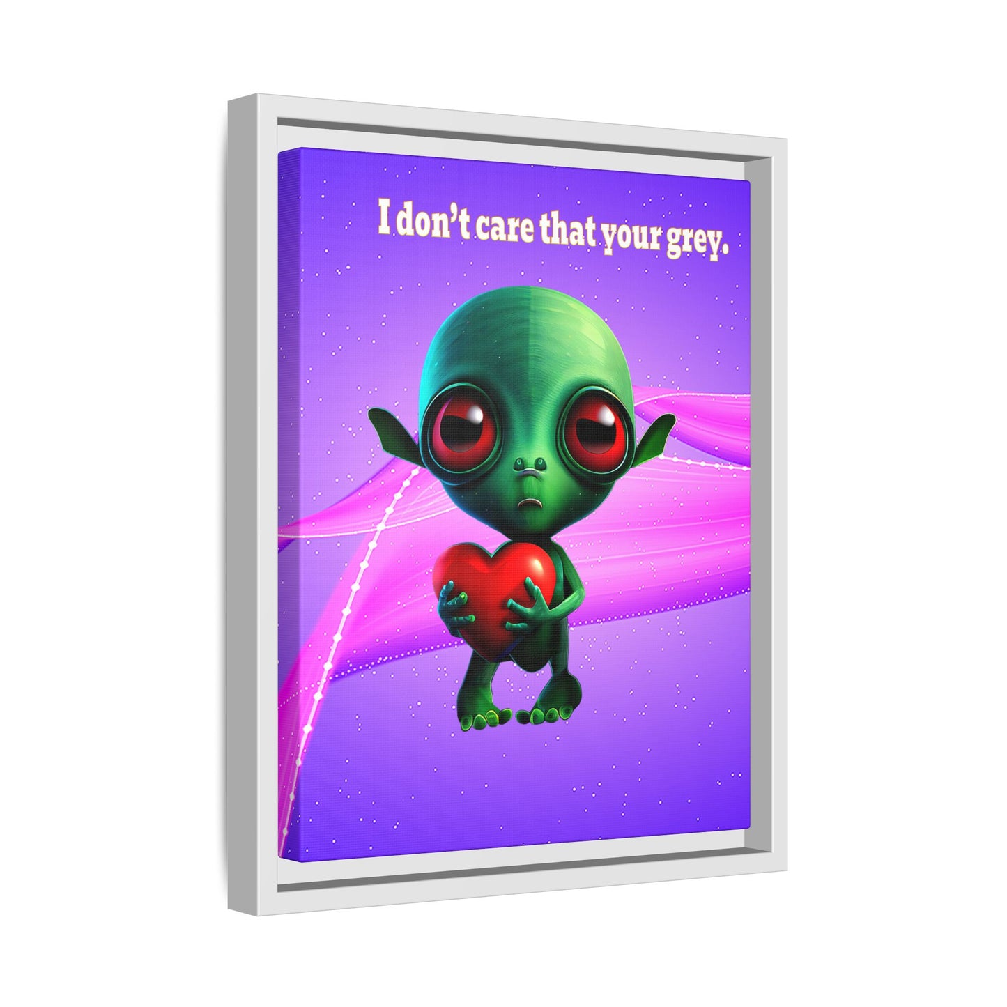I don't care that your grey - framed canvas art (purple-pink wave)