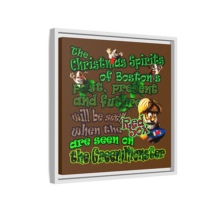christmas spirits of boston - framed canvas art (brown)