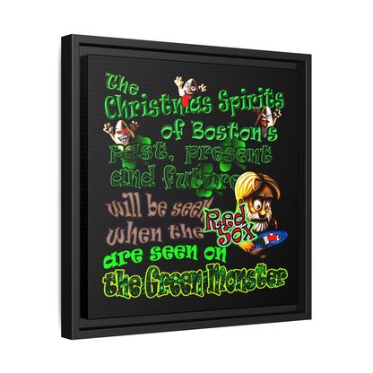 christmas spirits of boston - framed canvas art (black)