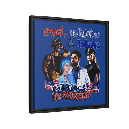 rw&b lives matter - framed canvas art (dark blue)