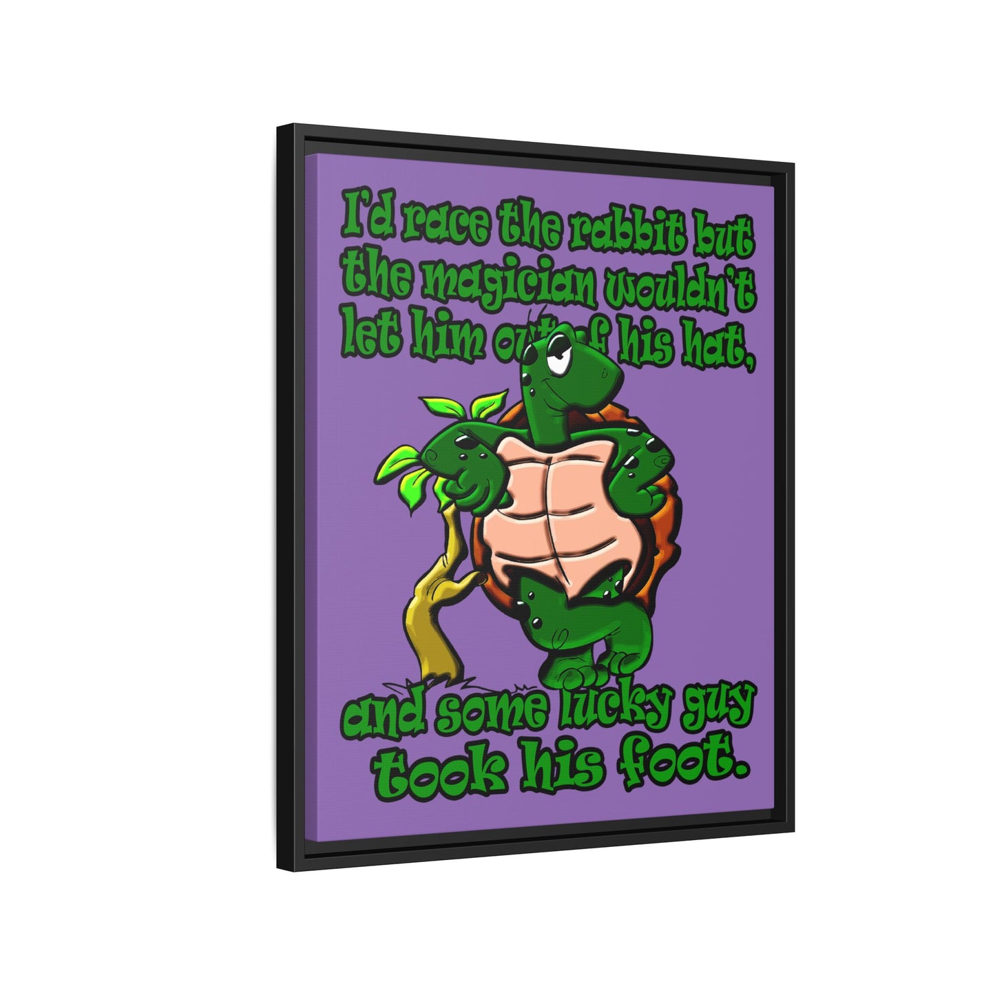 turtle race - framed canvas art (light purple)