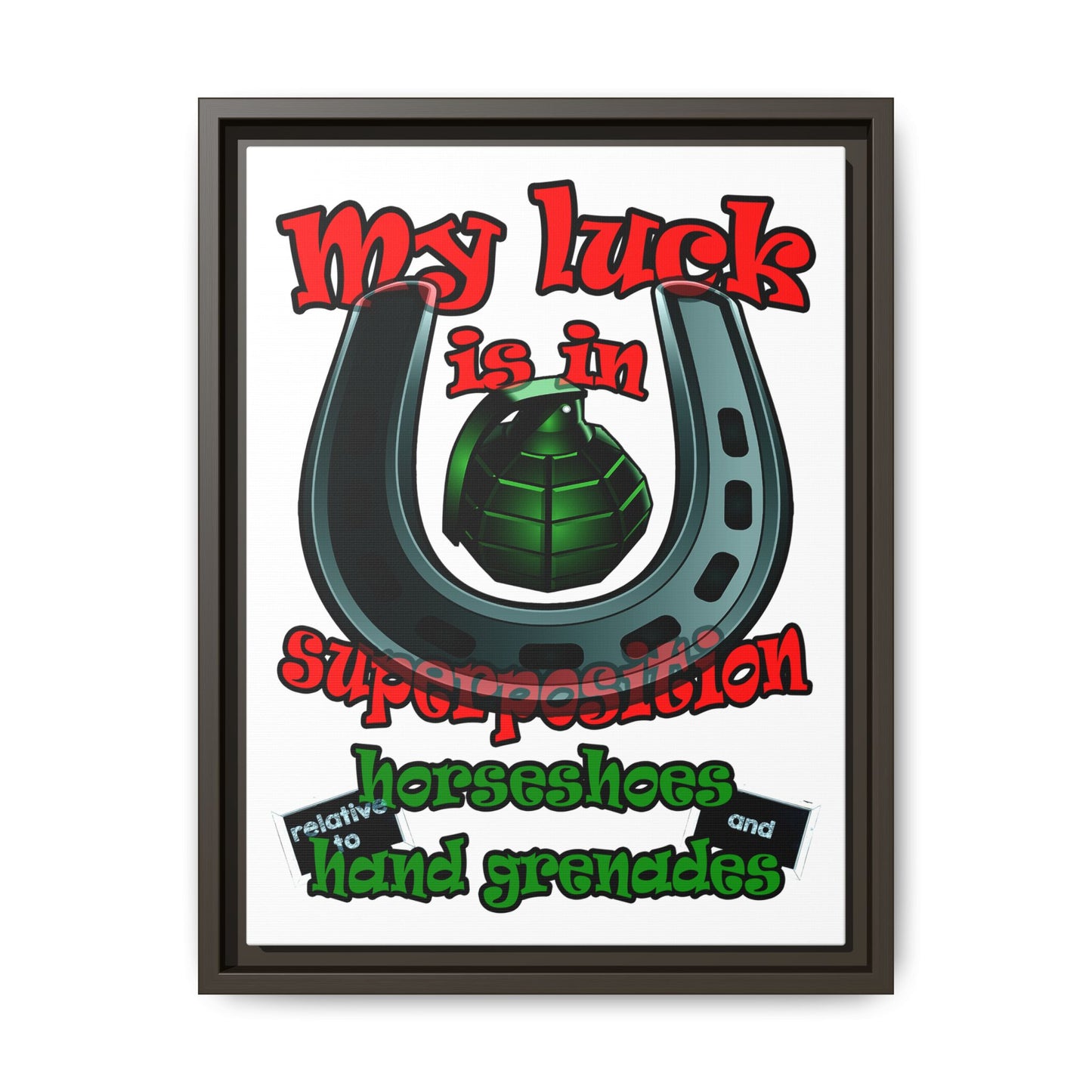 my luck - framed canvas art (white)