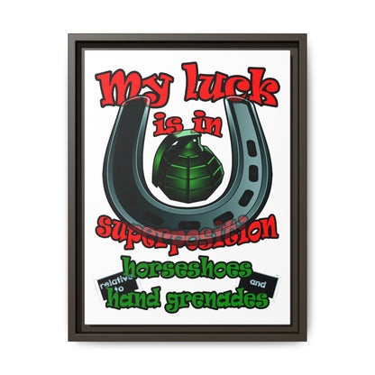 my luck - framed canvas art (white)