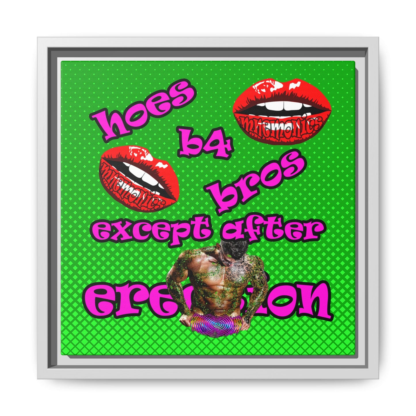 hoes b4 bros - framed canvas art (logo green)
