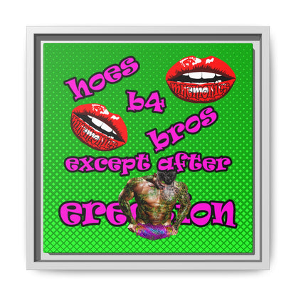 hoes b4 bros - framed canvas art (logo green)