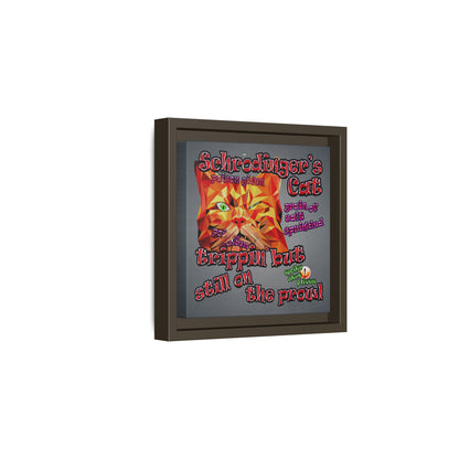 schrodinger's cat - framed canvas art (grey-light grey)