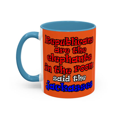 donkeys and elephants - Accent Mug (orange)