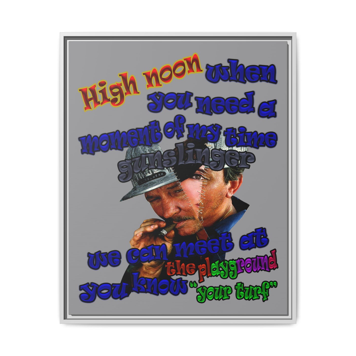 high noon - framed canvas art (grey)