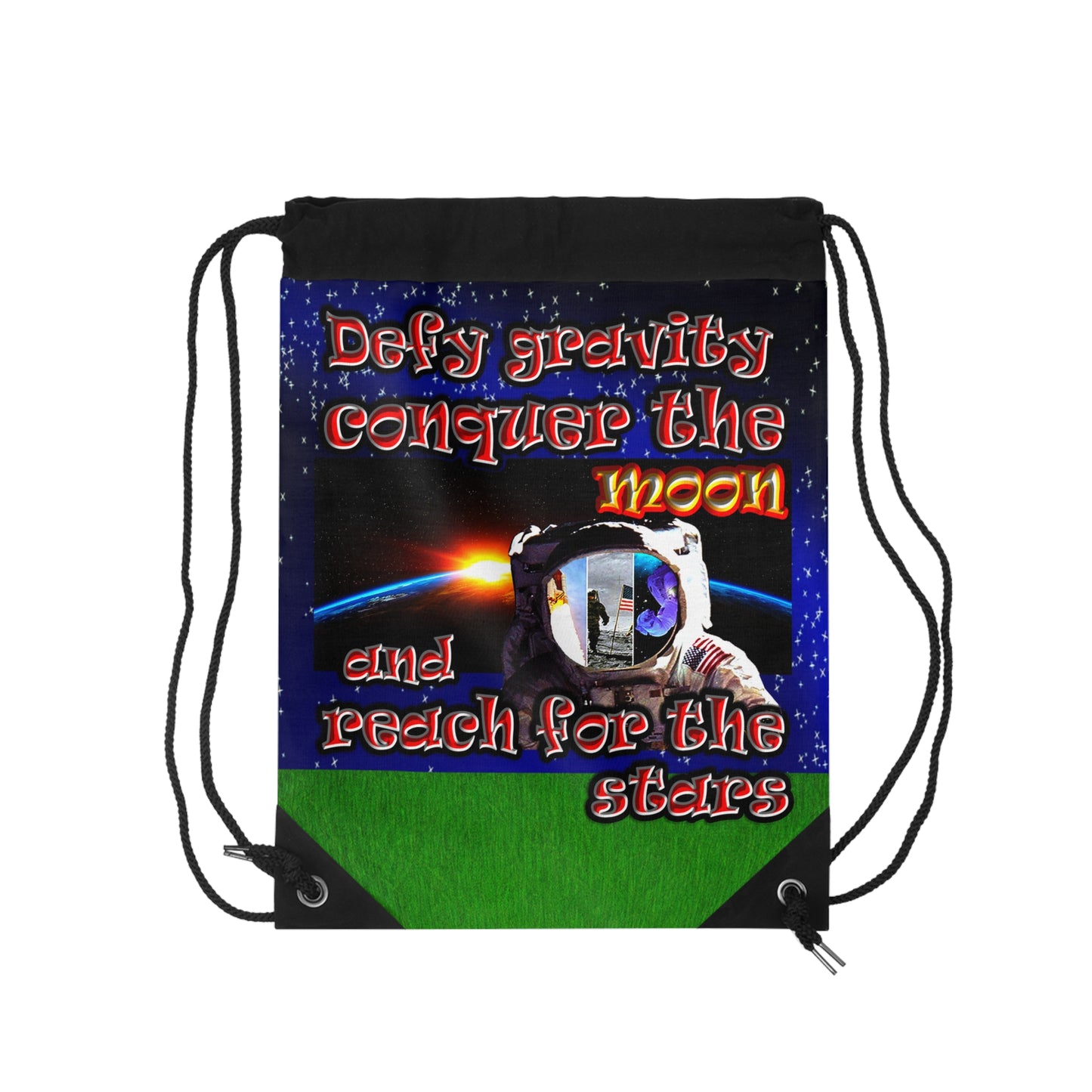 defy conquer reach - Drawstring Bag ('snoops' background)