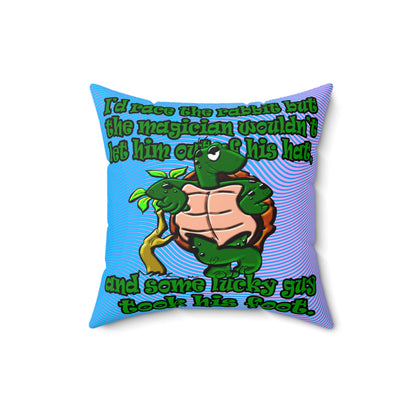 turtle race - Spun Polyester Square Pillow - (light blue-purple wave)