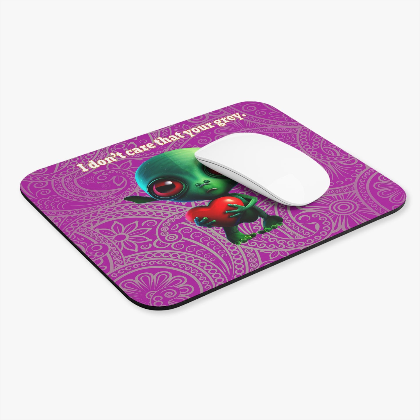 I don't care that your grey - Mouse Pad (Rectangle) (pink swirl)