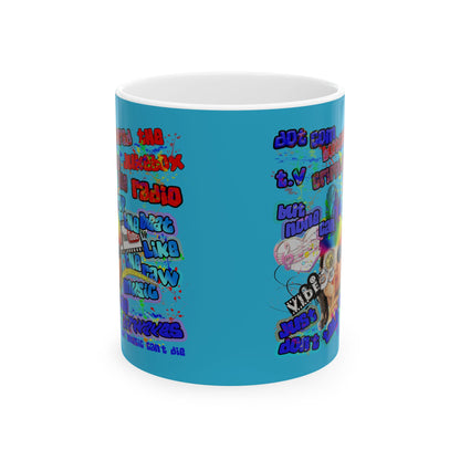 drop the beat - White Mug (turquoise)
