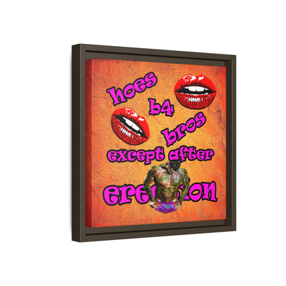 hoes b4 bros - framed canvas art (burnt orange)