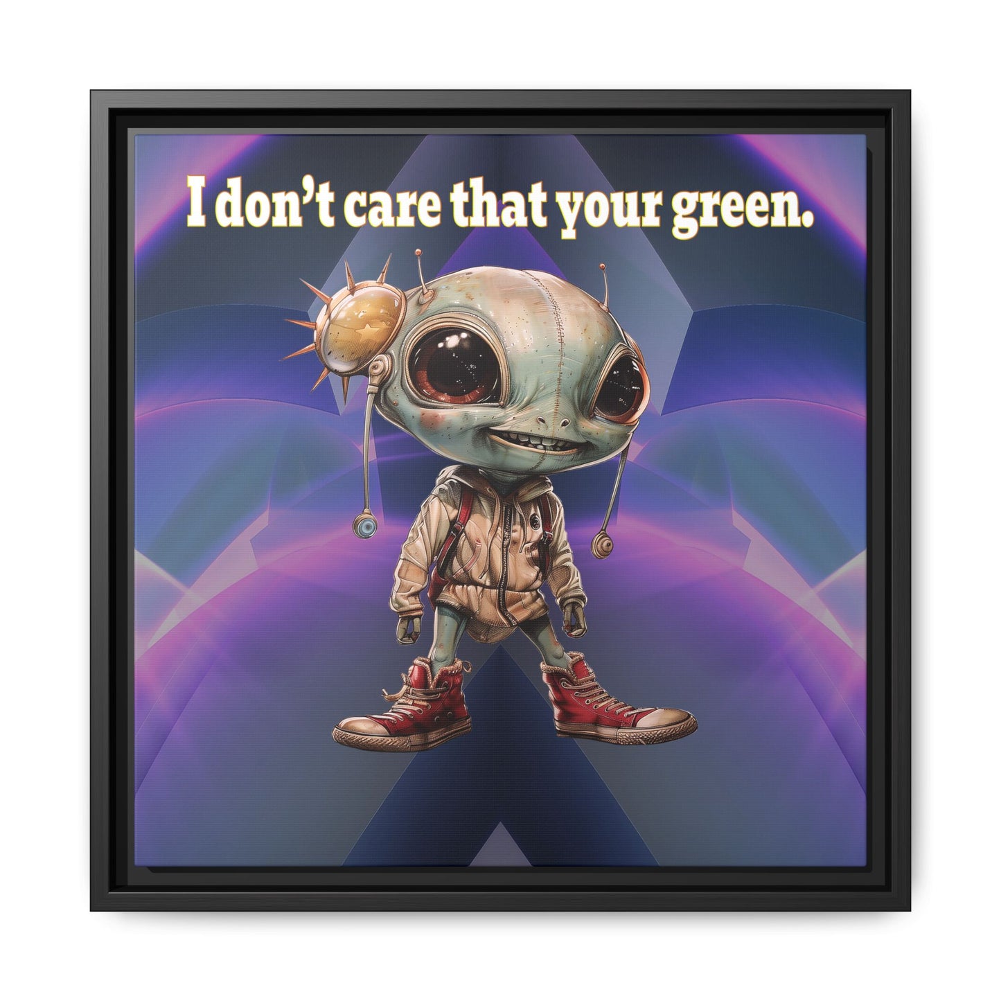 I don't care that your green - framed canvas art (grey-pink wave)
