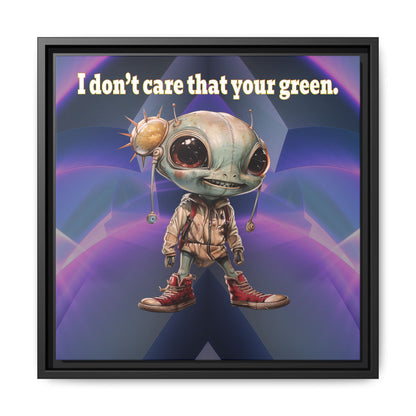I don't care that your green - framed canvas art (grey-pink wave)