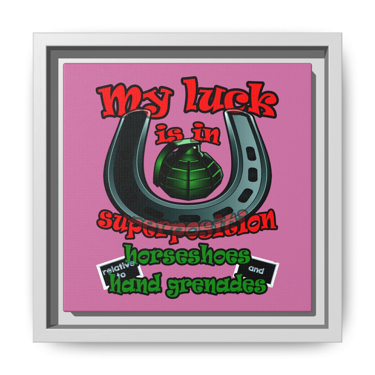 my luck - framed canvas art (light pink)