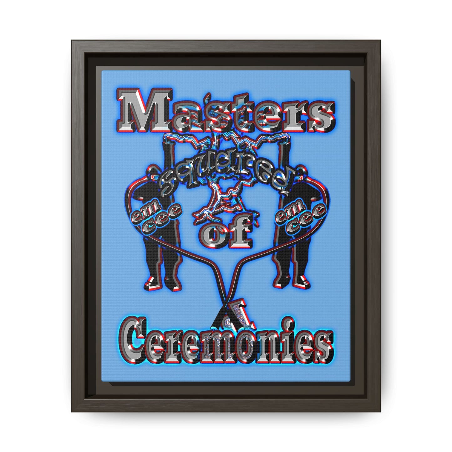 em cee squared - framed canvas art (light blue)