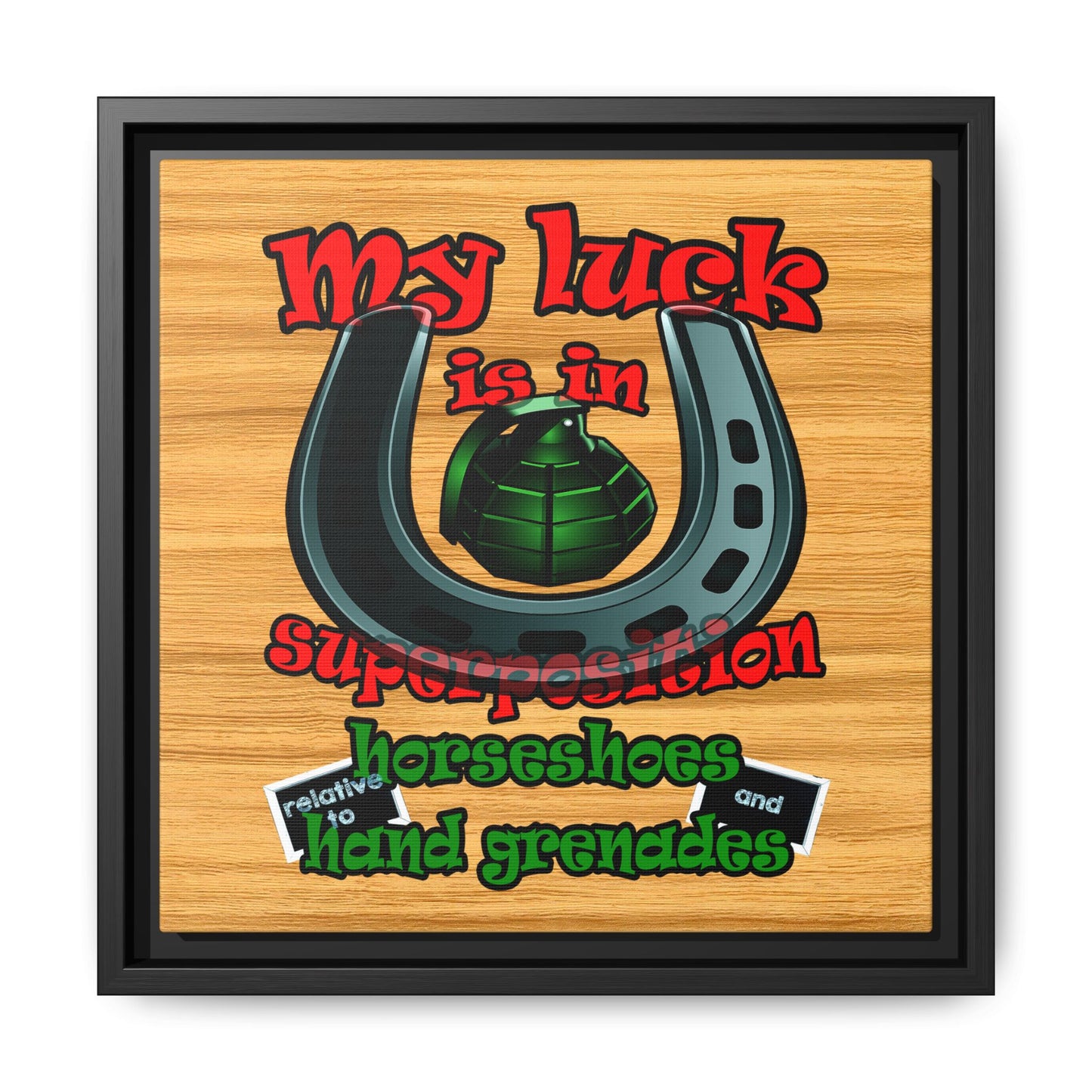 my luck - framed canvas art (butterscotch wood finish)