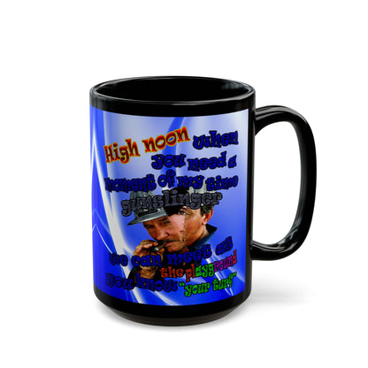 high noon - Black Mug (blue-white wave)