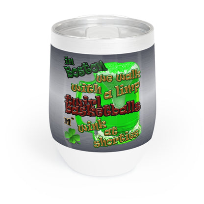 celtics logo - Chill Wine Tumbler (brushed nickel)