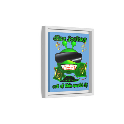 disc jockey - framed canvas art (light blue)