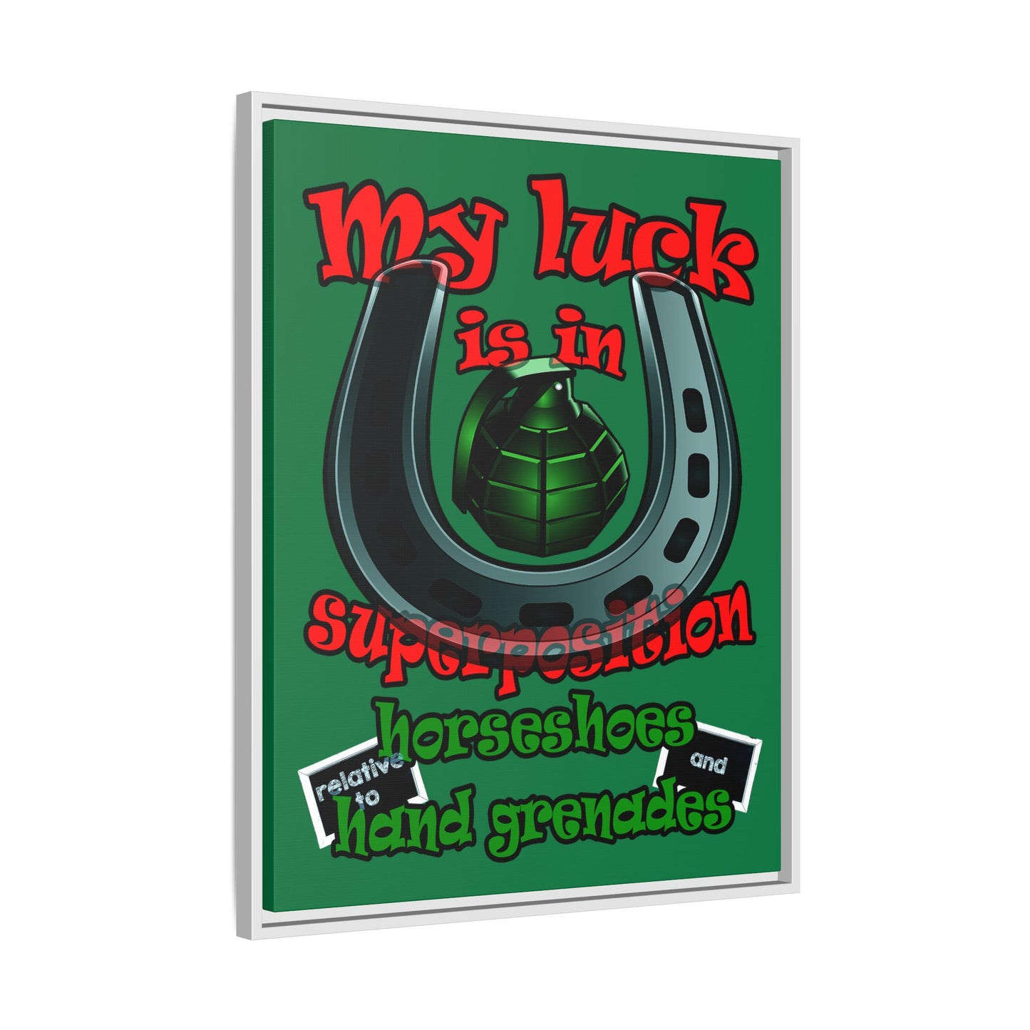 my luck - framed canvas art (dark green)