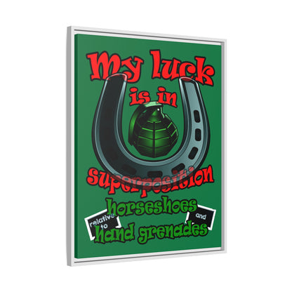 my luck - framed canvas art (dark green)