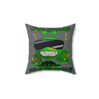 disc jockey - Spun Polyester Square Pillow - (dark grey)