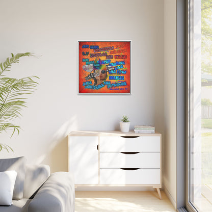 drop the beat - framed canvas art (burnt orange)