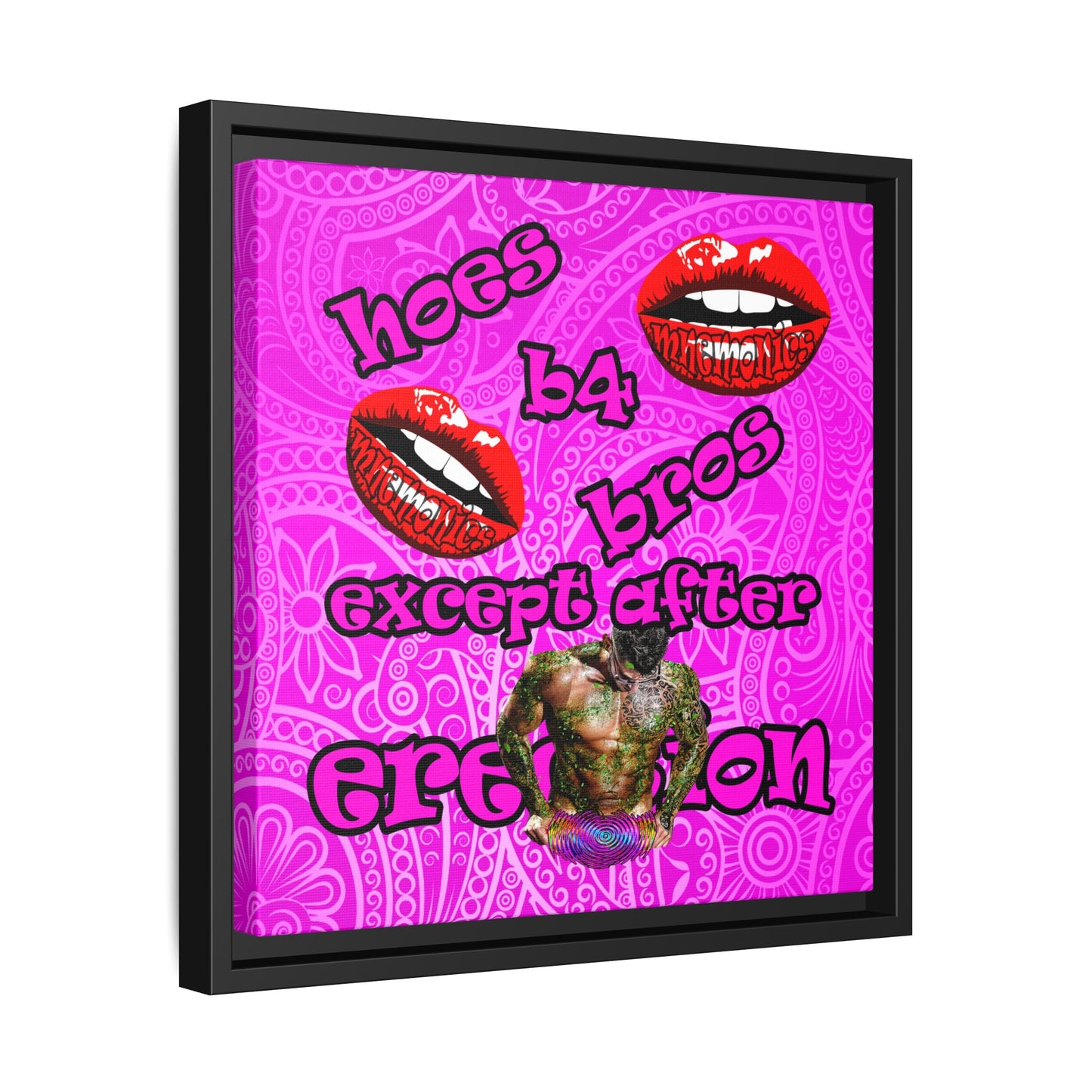 hoes b4 bros - framed canvas art (pink swirl)