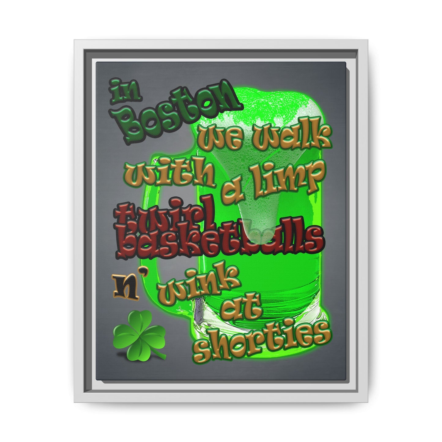 celtics logo - framed canvas art (grey-light grey)