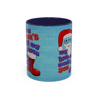santa's shoes - Accent Mug (faded dark blue)