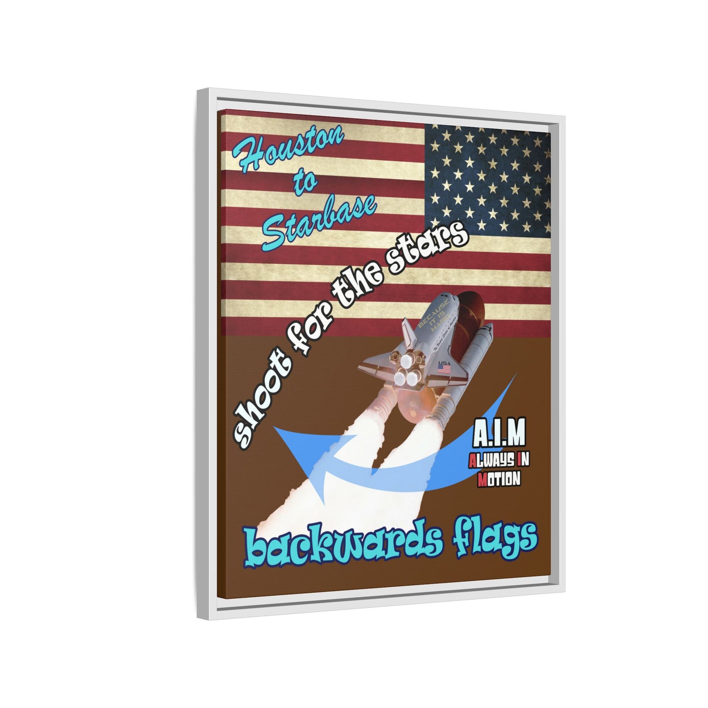 shoot for the stars - framed canvas art (brown)