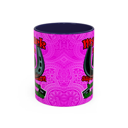 my luck - Accent Mug (pink swirl)