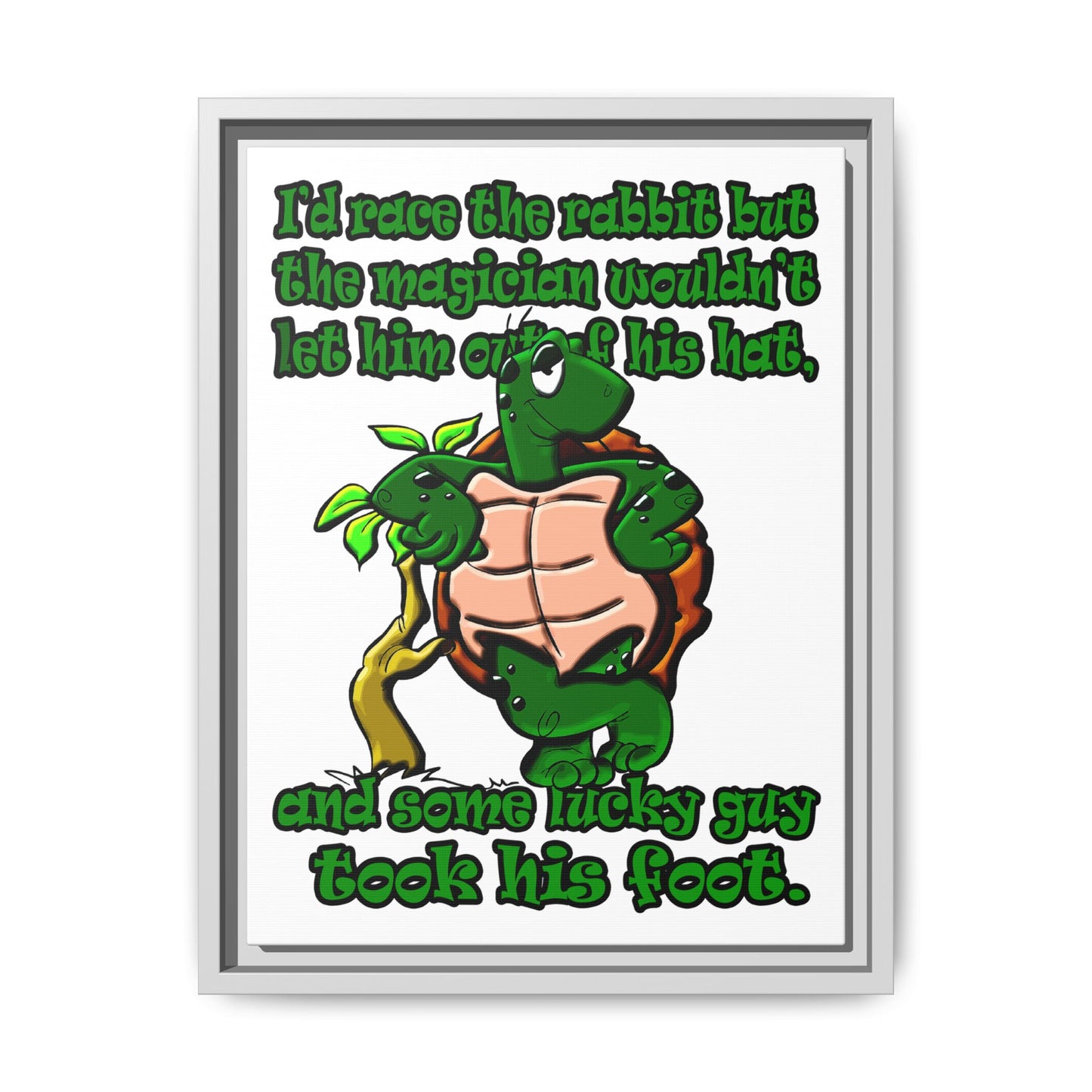 turtle race - framed canvas art (white)