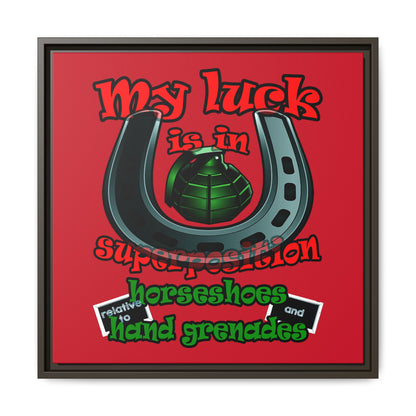my luck - framed canvas art (dark red)