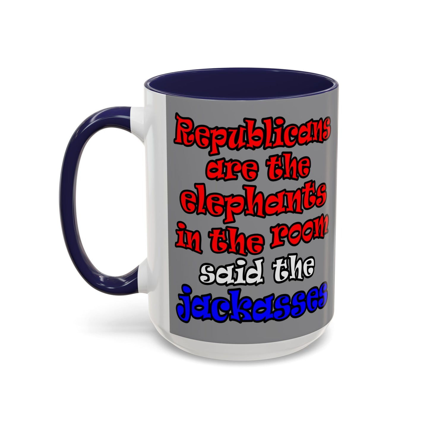 donkeys and elephants - Accent Mug (grey)