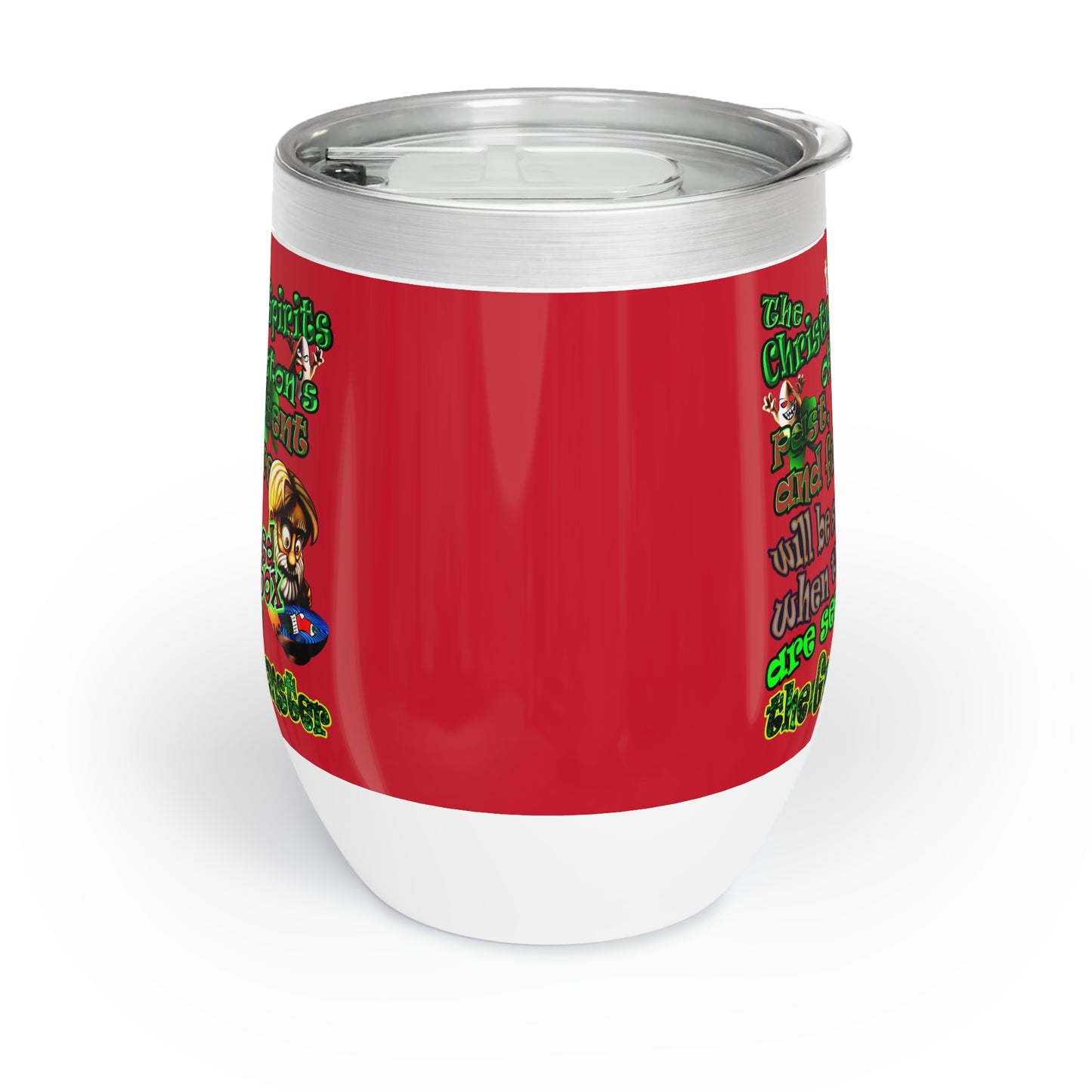 christmas spirits of boston - Chill Wine Tumbler (dark red)