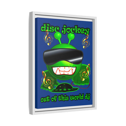 disc jockey - framed canvas art (dark blue)
