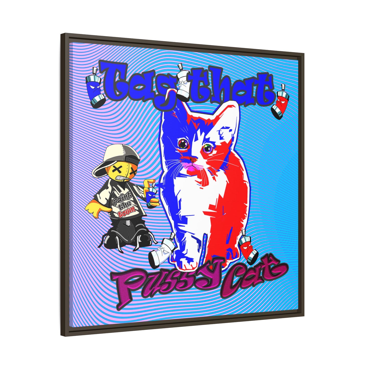 tag that - framed canvas art (light blue-purple wave)