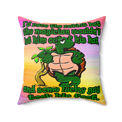 turtle race - Faux Suede Square Pillow - (color blur)