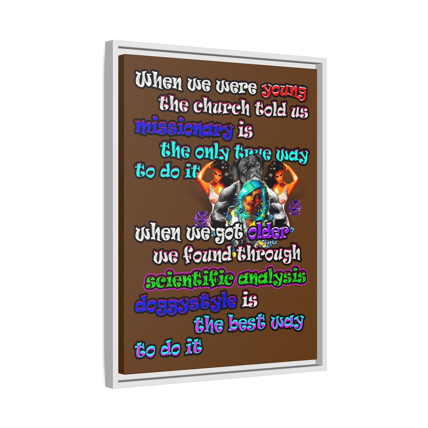 doggystyle - framed canvas art (brown)
