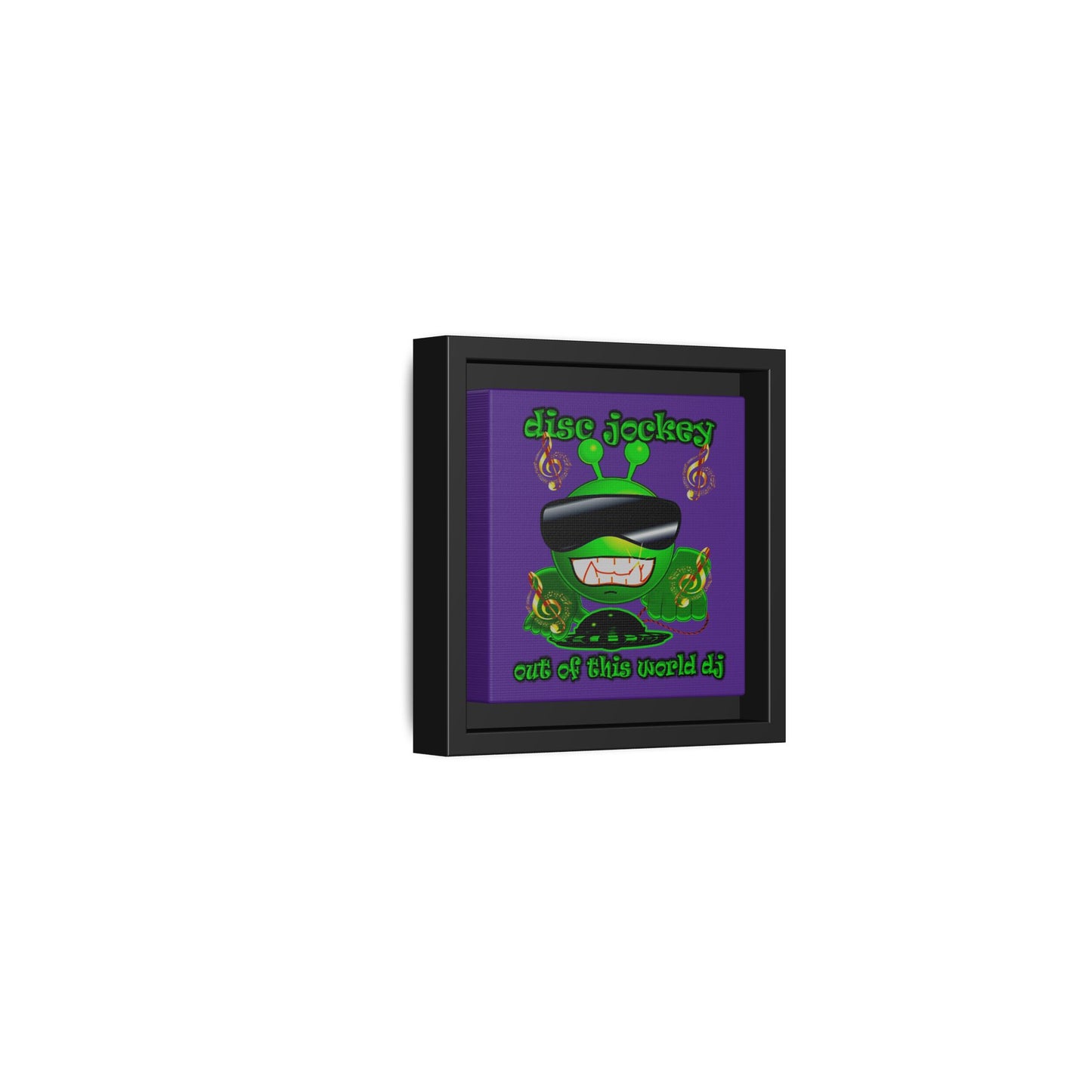 disc jockey - framed canvas art (purple)