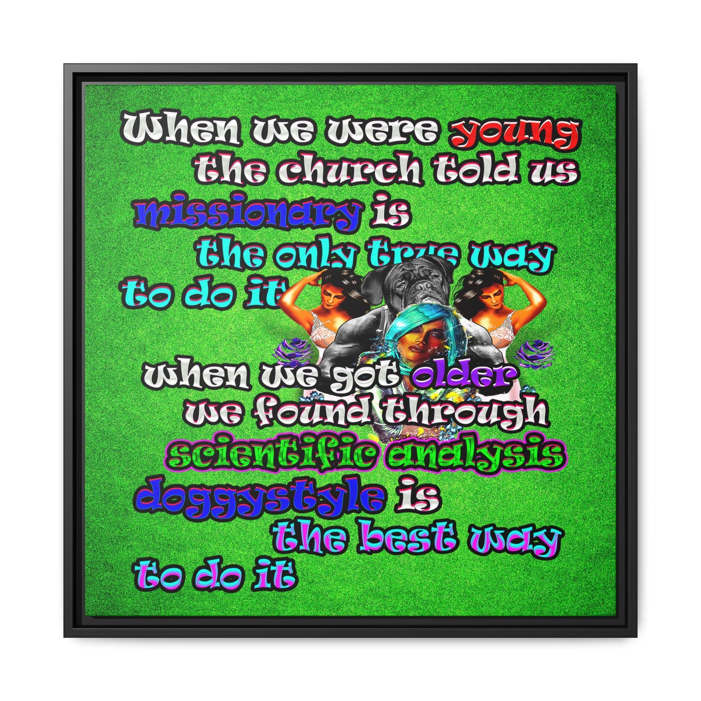 doggystyle - framed canvas art (green turf)