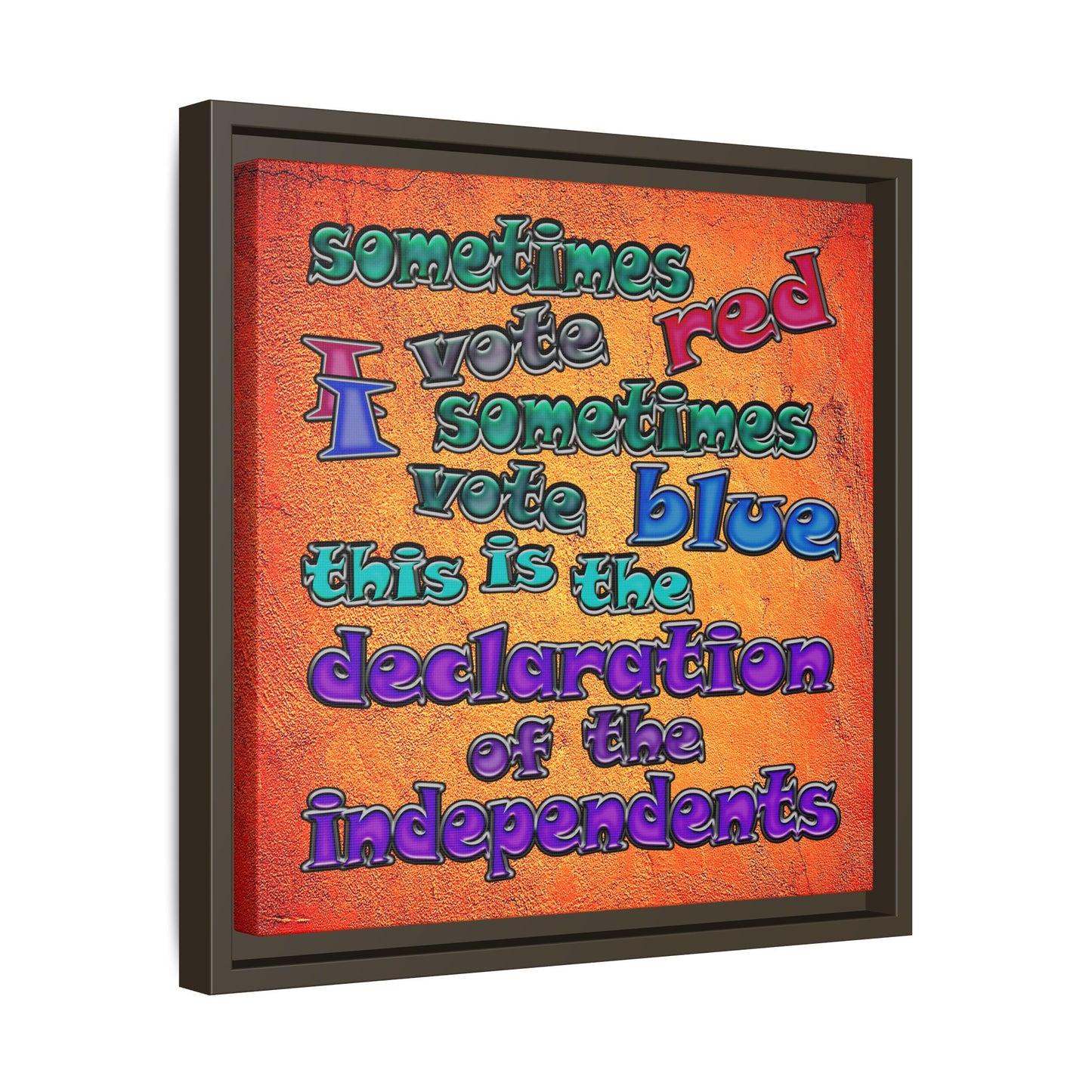 declaration of the independents - framed canvas art (burnt orange)