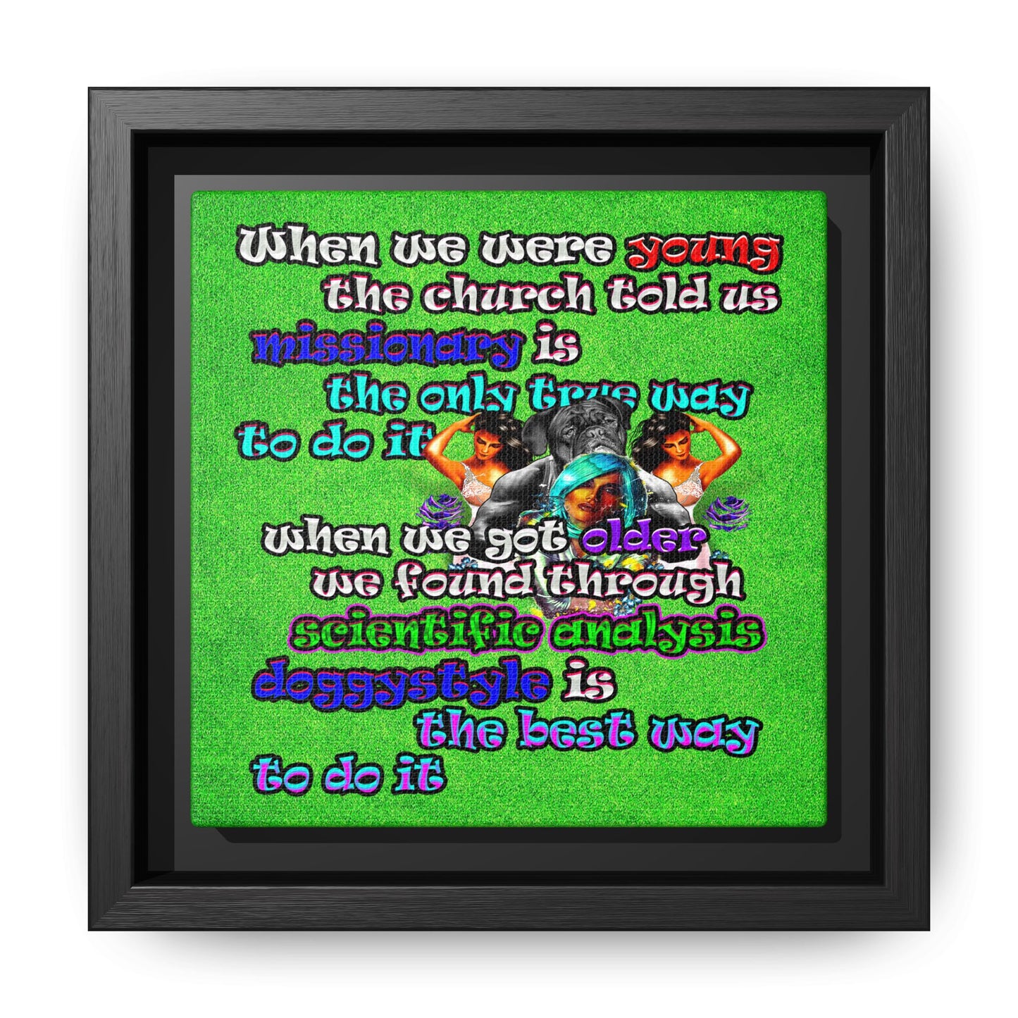 doggystyle - framed canvas art (green turf)