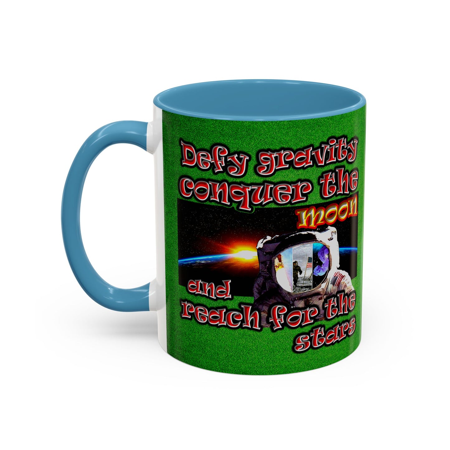 defy conquer reach - Accent Mug (green turf)
