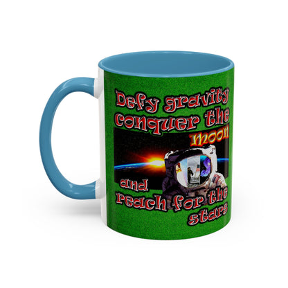 defy conquer reach - Accent Mug (green turf)
